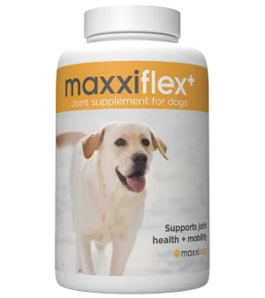 Bottle of maxxiflex advanced hip and joint supplement for dogs